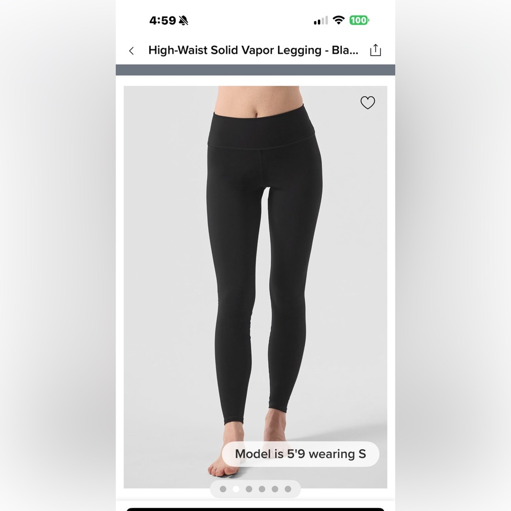 NWT ALO High-Waisted Solid Vapor Leggings- Black size large